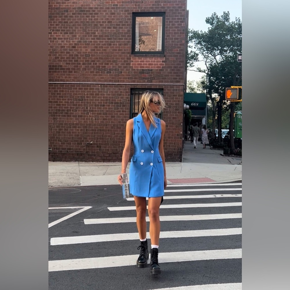 Yllw Yellow The Label French Blue Liv Sleeveless Blazer Dress Medium